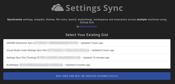 VS Code extension Settings Sync