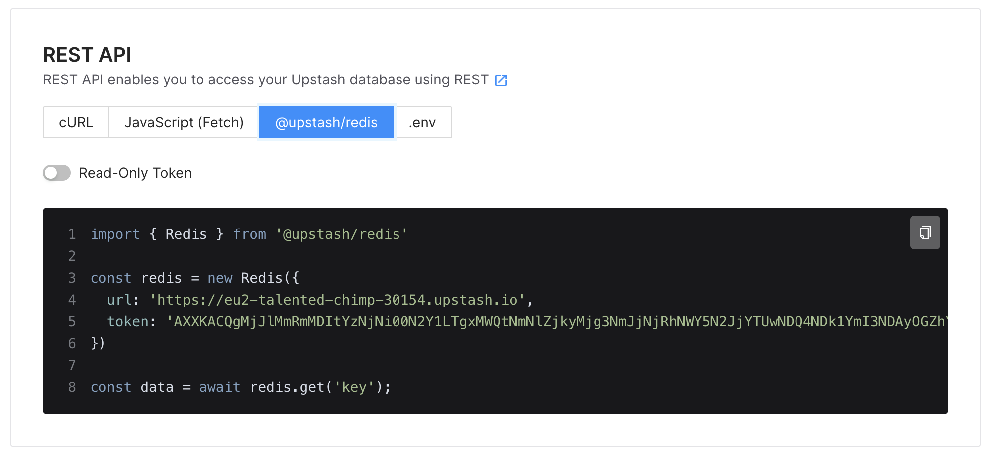 Redis REST api connection information